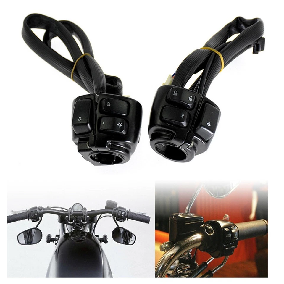 Carcasa de interruptor de control manual de 1" y tapas y arnés de cableado para ~ Harley Dyna Softail XL883 Foto 1 de 4