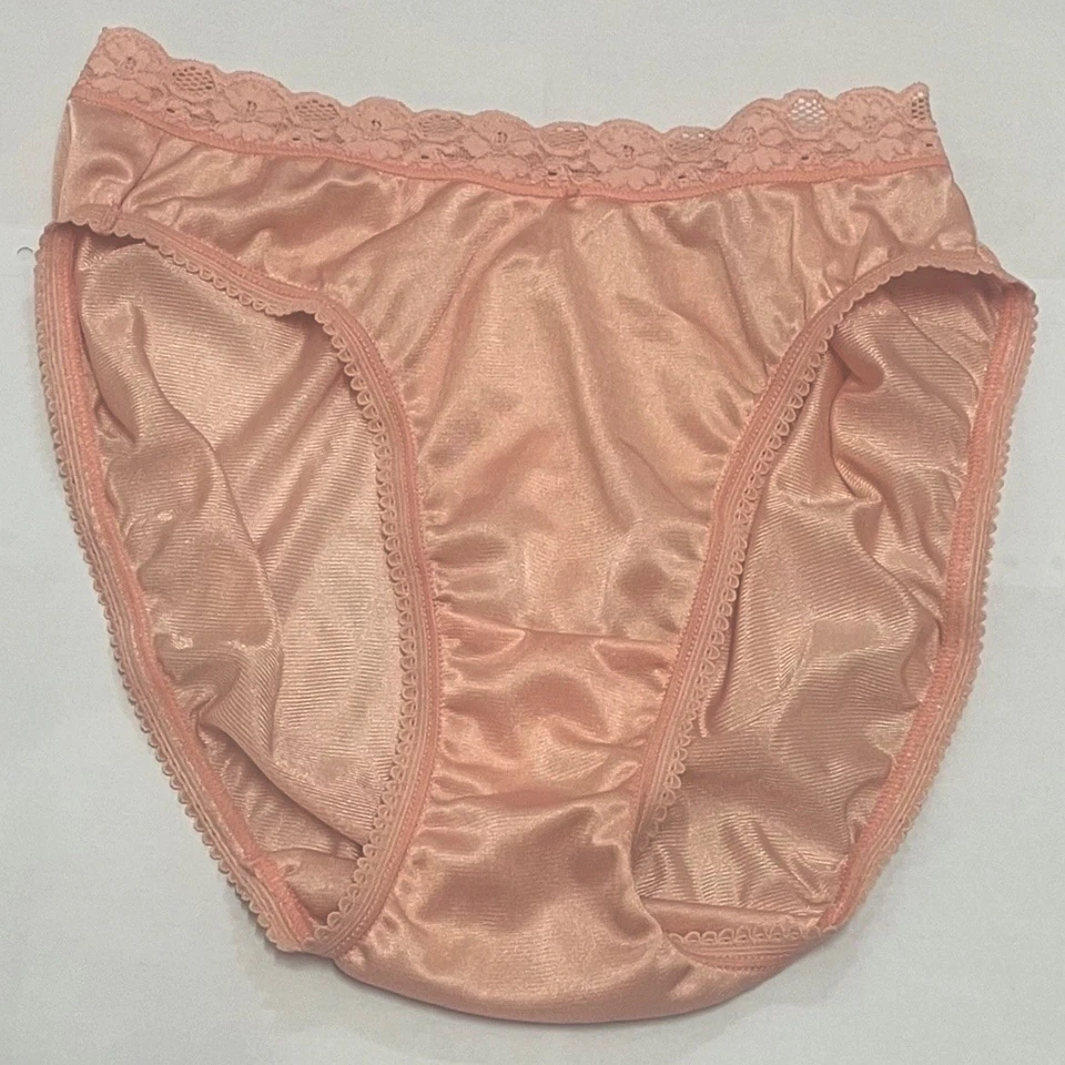 Bragas Bikini Vintage Nylon Encaje Corte Alto Calzoncillos Resbaladizos Doble Capa Entrepierna Foto 1 de 4
