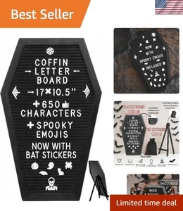 Halloween Coffin Letter Board - 650 Characters, Emojis & Bat Stickers Included - Picture 1 of 11