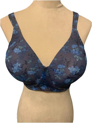 Sujetador Leading Lady Nuevo sin Etiquetas Cobertura Completa Forrado con Aros 40C Azul Marino y Azul Claro Floral Foto 1 de 4