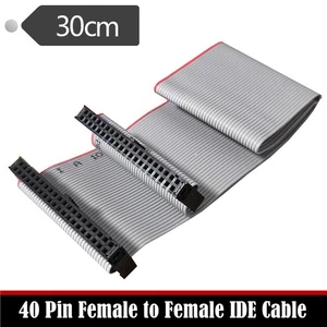 40 Pin Female to Female IDE Flat Hard Drive Cable Connector Dual Data Extension - Photo 1/8