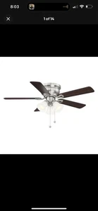 Hampton Bay Clarkston II 44" LED Indoor Brushed Nickel Ceiling Fan w/Light Kit - Picture 1 of 5