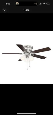 Hampton Bay Clarkston II 44" LED Indoor Brushed Nickel Ceiling Fan w/Light Kit - Image 1 of 4