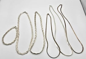 Lot of 6 Solid 925 Sterling Silver Chain Necklace Bracelet Fine Jewelry Italian - Picture 1 of 6