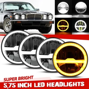 4Pcs 5.75" inch Round LED Headlights Halo DRL High-Low for Jaguar XJ6 XJS XJ12 - Picture 1 of 12