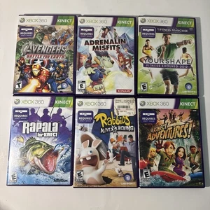 Lot of 6 Xbox 360 Kinect Games, Marvel Avengers, Adventures, Rapala - Picture 1 of 8