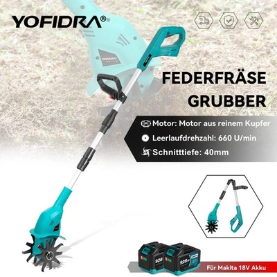 YOFIDRA® Akku Gartenfräse Motorhacke Bodenhacke Kultivator Für Makita 18V Akku - Bild 1 von 4
