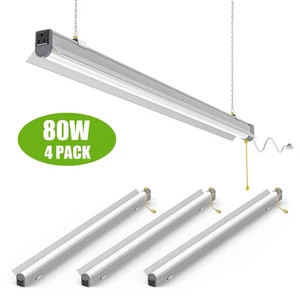 4 Pack Linkable LED Tube Utility Shop Light Fixture 80W Garage Workshop Lights - Picture 1 of 12