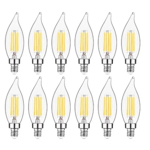 E12 LED Bulb Candelabra Base 60 watt Chandelier Light Bulbs Dimmable Flame Tip 4 - Picture 1 of 9