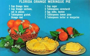 Postcard Florida Orange Meringue Pie Recipe - Picture 1 of 2