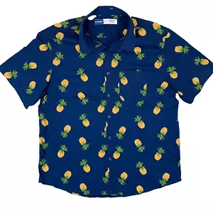 Old Navy Pineapple Print Blue Regular Fit Collared Shirt Size Men's XL - Picture 1 of 11