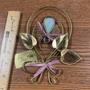 Bless This Home Engel in Efeu Metall Buntglas Wandbild Vintage 1993 Neu Dekor - Bild 1 von 8