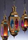 Large Hanging Moroccan Style Glass Lantern | Ethical Tea light holder Gold