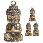 4pcs Brass Buddha Pendants Mini Figurine Spacer Beads for Jewelry