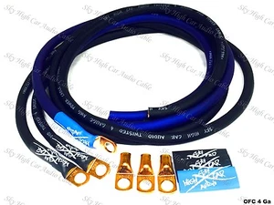 Sky High Oversized 4 Gauge OFC AWG Big 3 Upgrade BLUE/BLACK Electrical Wiring - Picture 1 of 2