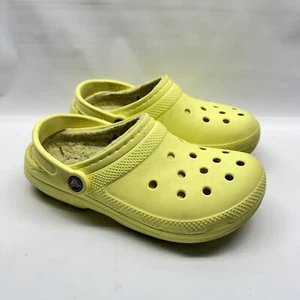 CROCS Classic Lined Clog Unisex 203591-75U Lemon Yellow Men’s Size 5 Women 7 - Picture 1 of 10
