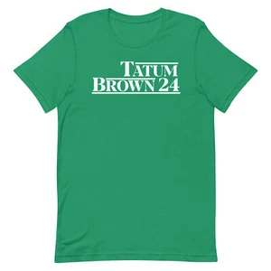JAYSON TATUM & JAYLEN BROWN T-SHIRT 2024 Presidential Green Basketball Stars Tee - Picture 1 of 9