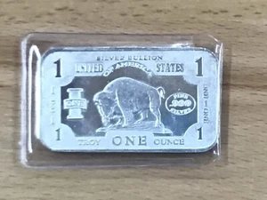 United States of America Bison Silver Art Bar E9954 - Picture 1 of 4