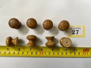8 Small Wood Knobs Handle Kitchen Door Drawer Solid Wood used - Free postage. - Picture 1 of 1