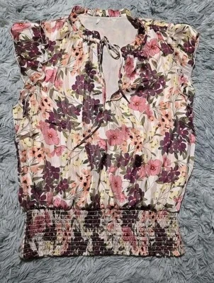 Chapter One Women's Lined Smocked Floral Top Size M? No Tag Romance Cottage Core - Image 1 of 4