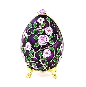 Ciel Collectables Floral Egg Trinket Box Made with Swarovski Crystals & Enamel - Picture 1 of 5
