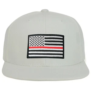 Youth Kid Thin Red Line 2 American Flag Patch Flat Bill Baseball Cap - FREESHIP - Picture 1 of 21