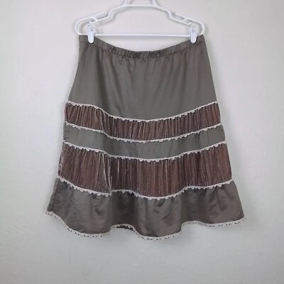 Falda Mossimo Terciopelo Volantes L Boho Cottagecore Niveles Satén Encaje Terciopelo Y2K Foto 1 de 4