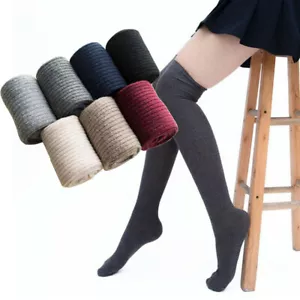 3 Pairs Over Knee Thigh Socks Knee-High Warm Stocking Women Boot Sock Leg Warmer - Picture 1 of 14