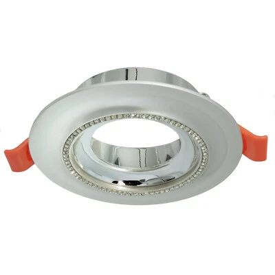 Porta faretto tondo argento brillantini foro incasso 75mm luce soffitto LED GU10 - Immagine 1 di 4