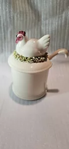 Henne on Nest Gewürzglas mit Löffel 5,5"" x 3"" Fitz & Floyd 3/4 Tasse - Bild 1 von 4