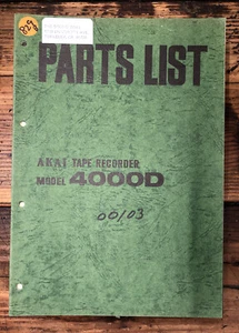 Akai Model 4000 / 4000D Reel to Reel Parts List Manual *Original* #1 - Picture 1 of 1