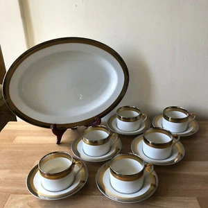 Fitz & Floyd Platine d'Or 6 Cups & Saucers and Platter - Picture 1 of 7