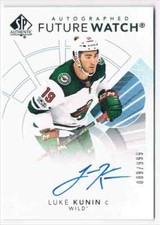 2017-18 SP AUTHENTIC FUTUTRE WATCH LUKE KUNIN ROOKIE AUTO 089/999 MINNESOTA WILD