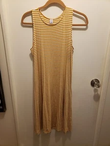 Old Navy Women's Casual Yellow & White Stripe Sleeveless Knit Swing Dress Medium - Picture 1 of 5