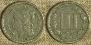Error: 1865 3 ct. Nickel Double Die Obv. FF-DDO-01 IREC714 - Picture 1 of 1