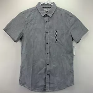 Sovereign Code Mens Short Sleeve Striped Button Down Shirt Gray S - Picture 1 of 4