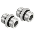 2Pcs G1/2 X G1/2 Male Thread Pipe Adapter Fittings Hex Nipple Silver Tone