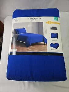5-teiliges blaues Wendebett in einer Tasche Bettdecken-Set mit Laken Zuhause - Bild 1 von 6