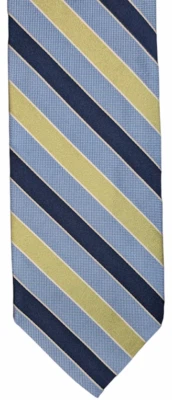 Corbata de seda Brooks Brothers nueva con etiquetas azul claro con rayas doradas y azul marino Foto 1 de 4