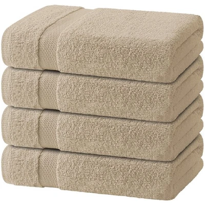 Bath Towels Cotton  - Soft Quality - 27x54 Inch - 4 Pack - Taupe Super Absorb - Image 1 of 4