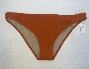 ELLE High Cut Ribbed Orange Sparkle Swimwear Bottoms Size Large New - Picture 1 of 7