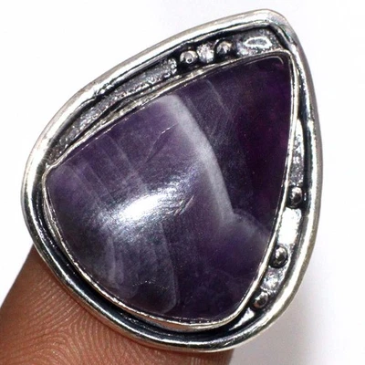 Chevron Amethyst 925 Silver Plated Gemstone Handmade Ring US 5.5 AU m054 - Image 1 of 3