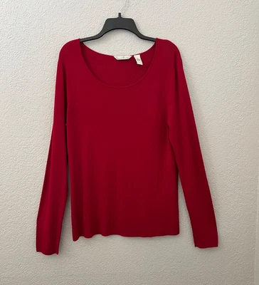 Suéter Pullover Top Tejido Manga Larga Rojo Oscuro Lavandería Francés Clásico Informal XL Foto 1 de 4