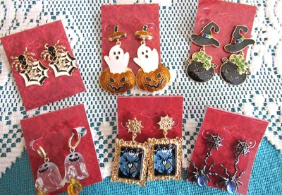 Pendientes HALLOWEEN 6 PARES ARAÑA BRUJA CALABAZA FANTASMA PENDIENTES PERFORADOS NUEVOS CON ETIQUETAS Foto 1 de 4