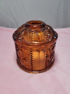 Vintage Amber Stars and Bars Glass Fairy Lamp **TOP ONLY** E2 - Picture 1 of 4