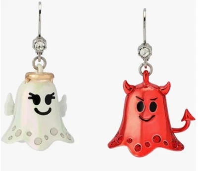 Auténticos Pendientes Halloween Betsey Johnson Ángel y Diablo Rojo Blanco Desajuste Foto 1 de 4