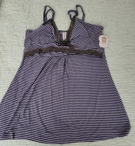 Belabumbum XL Nursing Tank Lavanda Color Gray Stripe W/Lace - Picture 1 of 4
