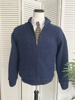 Schott Bros NYC  Size M Blue Fleece Lined Sweater Jacket - Image 1 of 4