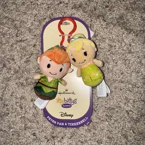 Hallmark Disney Itty Bittys Peter Pan & Tinkerbell 3" Plush Clippys Key Clip - Picture 1 of 3