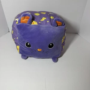 Moosh Moosh Square Cat Plush Pillow Purple 10x10x10 - Picture 1 of 6